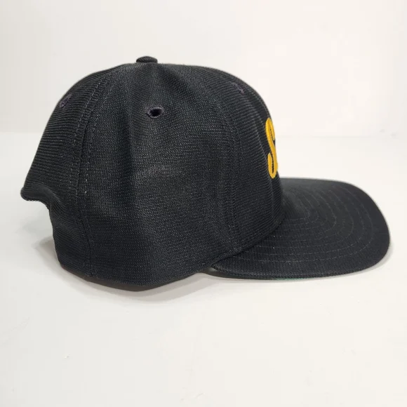 Vintage New Era Hat Saints Script Gold, SnapBack Cap Black, Green Under Brim - Picture 8 of 9